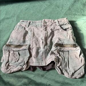 Artsy Utility Pocket Mini Skirt in Dusty Green